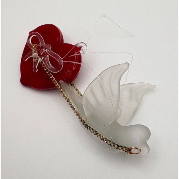 Vintage Dove Heart Christmas Tree Ornament Frosted Glass Bird - Picture 6 of 7